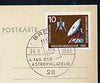 Postmark - West Germany 1966 postcard bearing 10pfg stamp with special cancellation for Fourth Astrophilately Day illustrated with Stylised stamp with Rocket & Globe