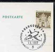 Postmark - West Germany 1967 postcard bearing 5pfg stamp with special cancellation for Congress on New Materials for Air & Space Travel, illustrated with stylised space craft