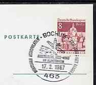 Postmark - West Berlin 1967 postcard bearing 8pfg stamp with special cancellation for Working Circle for Astro-philately, illustrated with Moon Probe