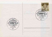 Postmark - West Germany 1967 postcard with special cancellation for Duisburg Space,Philately Exhibition, illustrated with Schwab Airship