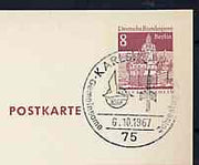 Postmark - West Berlin 1967 8pfg postal stationery card with special cancellation for Karlsruhe Joint Annual Space Congress illustrated with Logos of the 2 Societies