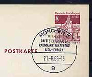 Postmark - West Berlin 1968 8pfg postal stationery card with special cancellation for Third Eurospace - Space Travel Conference - USA & Europe (Munich)