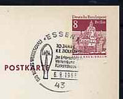 Postmark - West Berlin 1968 8pfg postal stationery card with special cancellation for 70th Birth Anniversary of K E Ziolkowski illustrated with Ziolkowski's Jet Engine