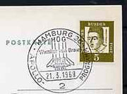 Postmark - West Germany 1968 postcard with special cancellation honouring Wernher von Braun & the Apollo Space Programme illustrated with Saturn rocket