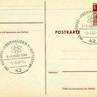 Postmark - West Berlin 1968 8pfg postal stationery card with special cancellation for Congress on Computers & Employees illustrated with Atomium