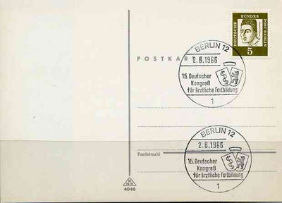 Postmark - West Berlin 1966 postcard with special cancellation for German Congress for Medical Further Education illustrated with Shields