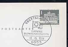 Postmark - West Berlin 1966 postcard with special cancellation for Stamp Exchange Day within Europa Days, illustrated with Council of Europe Flag