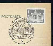 Postmark - West Berlin 1966 postcard with special cancellation for "Hanaposta '66' Stamp Exhibition, illustrated with Arms of Germany, France & Netherlands with Europa Flag