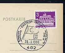 Postmark - West Berlin 1966 postcard with special cancellation for Stamp Exhibition for 10th Anniversary of Europa Stamps illustrated with Flag of Council of Europe