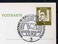 Postmark - West Berlin 1967 postcard with special cancellation for Stamp Publicity Exhibition fpromoting Europa Philately illustrated with Flag of Council of Europe