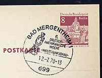 Postmark - West Berlin 1970 8pfg postal stationery card with special cancellation for 6th German-American Week & Space Show illustrated with Space Craft