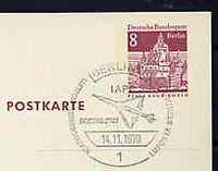 Postmark - West Berlin 1970 8pfg postal stationery card with special cancellation for Airmail Exhibition illustrated with Boeing 2707 Airliner