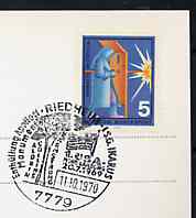Postmark - West Germany 1970 postcard with special Riedheim cancellation for Apollo 11 Monument illustrated with US Flag