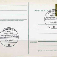 Postmark - West Germany 1968 postcard with special cancellation for Joint Congress of the American College of Surgeons &,the German Society of Surgeons