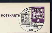 Postmark - West Berlin 1967 8pfg postal stationery card with special cancellation for Sixth Mainz Stamp Exchange Day illustrated with Stamp showing Mainz Cathedral