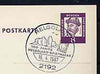 Postmark - West Berlin 1967 8pfg postal stationery card with special Heligoland cancellation for Heligoland Stamp Centenary illustrated with outline of Heligoland 1867 stamp