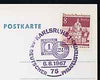 Postmark - West Berlin 1967 postcard with special cancellation for 68th German Philatelist's Day illustrated with Baden 1k stamp & '24' ring handstamp