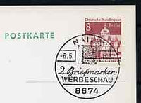 Postmark - West Berlin 1967 postcard with special cancellation for 2nd Stamp Publicity Show illustrated with Bavarian 1k stamp