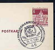 Postmark - West Berlin 1968 8pfg postal stationery card with special cancellation for Osnabrück Stamp Exhibition illustrated with 1860 1/2 groschen stamp of Hanover