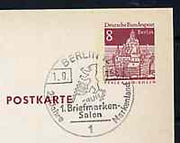 Postmark - West Berlin 1968 8pfg postal stationery card with special cancellation for 20th Anniversary of Stampland illustrated with Berlin Bear and part of stamp opt'd Berlin
