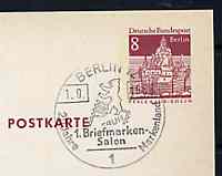 Postmark - West Berlin 1968 8pfg postal stationery card with special cancellation for 20th Anniversary of Stampland illustrated with Berlin Bear and part of stamp opt'd Berlin