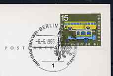 Postmark - West Germany 1966 postcard with special cancellation for Opening of Berlin Post & Telecommunications Museum illustrated with Postillion