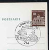 Postmark - West Germany 1966 postcard with special cancellation for Ludwigsburg Stamp Collectors' Publicity Show illustrated with Postillion
