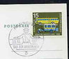 Postmark - West Germany 1966 postcard with special cancellation for Hanover Day of the Stamp illustrated with Postillion
