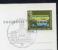Postmark - West Germany 1966 postcard with special cancellation for Hanover Day of the Stamp illustrated with Postillion