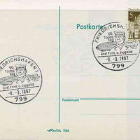 Postmark - West Germany 1967 postcard with special Friedrichshafen cancellation for 50th Anniversary of Death of Count Ferd von Zeppelin illustrated with his Portrait with Airship