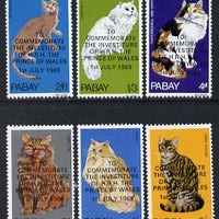 Pabay 1969 Cats perf set of 6 with Prince of Wales overprint unmounted mint