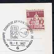 Postmark - West Berlin 1967 postcard with special Frankfurt cancellation for Aerofila Exhibition illustrated with emblems of Aerofila & Lufthansa