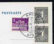 Postmark - West Berlin 1967 postcard with special Ahlen cancellation for Day of the Open Door illustrated with Postillion & Open Door