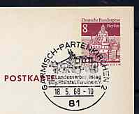 Postmark - West Berlin 1968 8pfg postal stationery card with special cancellation for Congress of Bavarian Philatelic Associations illustrated with Mailcoach