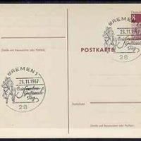Postmark - West Berlin 1967 8pfg postal stationery card with special Bremen cancellation for Stamp Exchange Day illustrated with Mounted Postillion blowing Posthorn