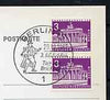 Postmark - West Berlin 1967 postcard with special cancellation for Third Berlin Youth Stamp Exhibition (Bejubria) illustrated with Postillion