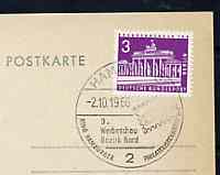 Postmark - West Germany 1966 postcard with special Hamburg cancellation for Stamp Publicity Show (for Philatelic Youth) illustrated with stylised Stamp