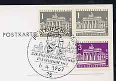 Postmark - West Germany 1967 postcard with special Karlsruhe cancellation for Travelling Mail Coach illustrated with Mail coach