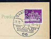 Postmark - West Berlin 1965 postcard with special Saarbrücken cancellation for Post Office Open Day illustrated with stylised Postal Worker