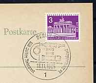 Postmark - West Berlin 1965 postcard with special Berlin cancellation for 100 Years of Pneumatic Post illustrated with Posthorn with old & new pneumatic cylinders