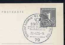 Postmark - West Germany 1966 postcard with special Ulm cancellation for Exhibition to Publicise Employment in the Post Office illustrated with Posthorn