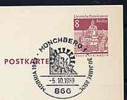 Postmark - West Berlin 1969 8pfg postal stationery card with special Münchberg cancellation for Stamp Exhibition illustrated with Bisect & '324' Mill Wheel Cancel