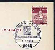 Postmark - West Berlin 1968 8pfg postal stationery card with special Balve cancellation for Anniversary Stamp Exhibition illustrated with North German Confederation stamp of 1868