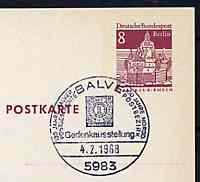 Postmark - West Berlin 1968 8pfg postal stationery card with special Balve cancellation for Anniversary Stamp Exhibition illustrated with North German Confederation stamp of 1868