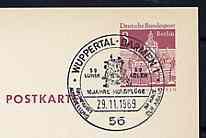Postmark - West Berlin 1969 8pfg postal stationery card with special Wuppertal cancellation for Space Exhibition illustrated with 'Eagle'