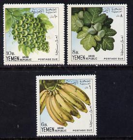 Yemen - Republic 1967 Fruits 'Postage due' set of 3 vals unmounted mint SG D468-70 (Mi 28-30)