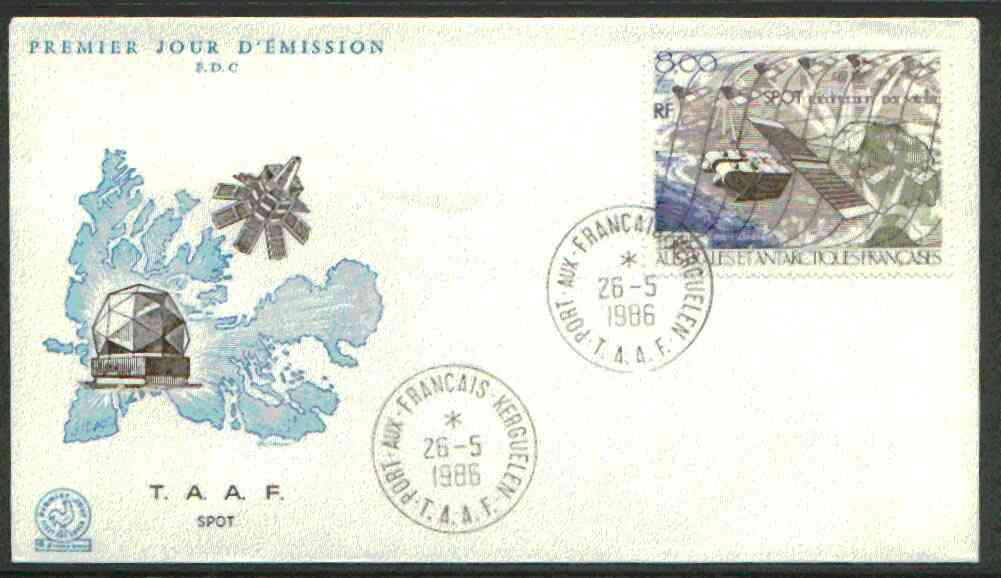 French Southern & Antarctic Territories 1986 SPOT Surveillance Satellite on illustrated cover with first day cancel, SG 219