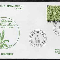 French Southern & Antarctic Territories 1989 Flora & Fauna 2f80 (Blechnum penna marina) on illustrated cover with first day cancel, SG 246