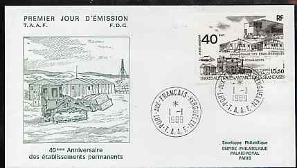 French Southern & Antarctic Territories 1989 Anniversary of Establishment of Permanent Bases on illustrated cover with first day cancel, SG 255