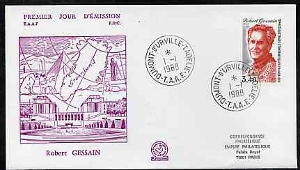 French Southern & Antarctic Territories 1988 2nd Death Anniversary of Robert Gessain (Explorer) on illustrated cover with first day cancel, SG 236